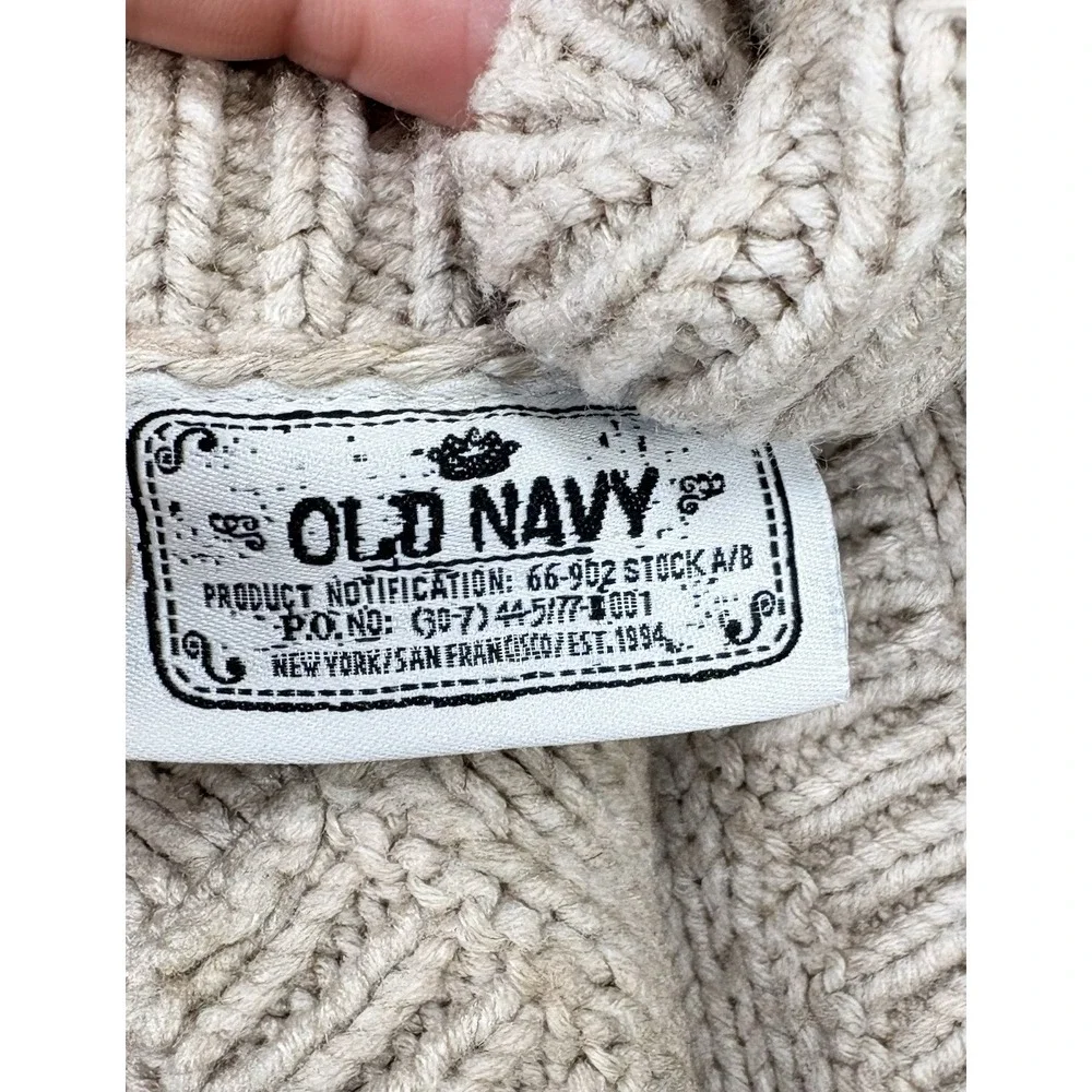 Vintage Old Navy Boys 4T 2006 Y2K Chunky Knit Quarter-Zip Wool Blend Sweater